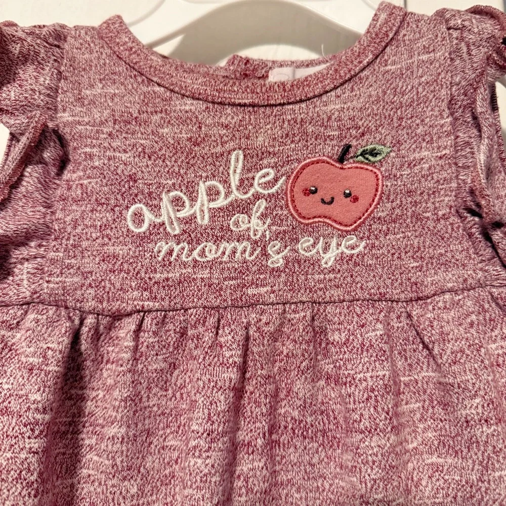 Mauve Baby Girl Dress with Apple Detail